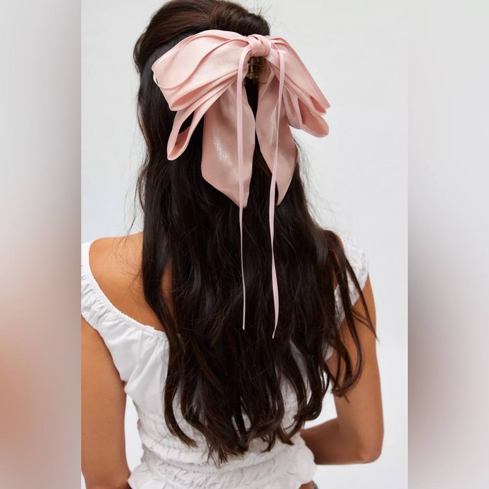 Pink Satin Bow Hair Clip